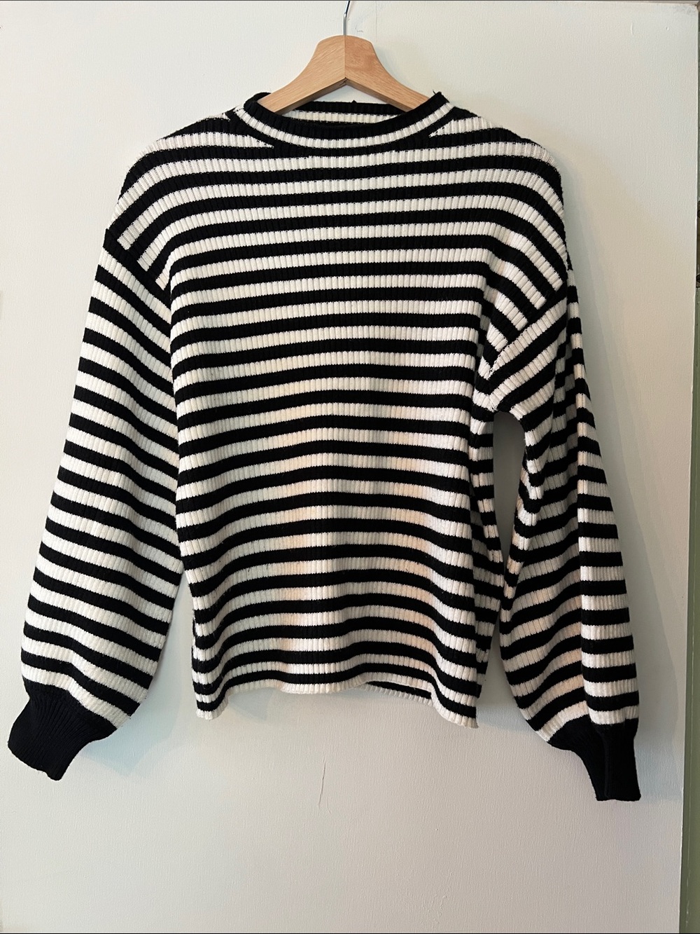 Anthropologie Black & White Striped Crewneck Sweater